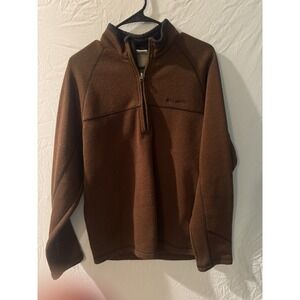 Columbia Men's Sherpa Fleece Brown  1/4 Zip Pullover Sweatshirt Omni Shield SZ L